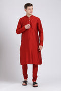 Men Red Solid Dyed Kurta