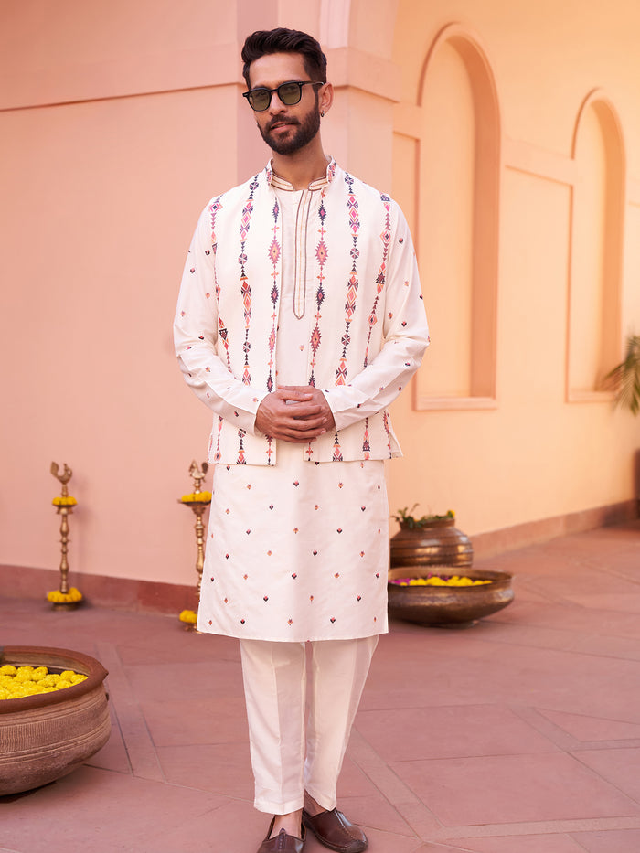 Multi-Color Nehru Jacket Set