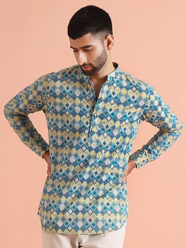 Multicolor Geometric Printed Short Kurta