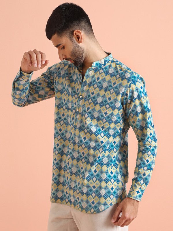 Multicolor Geometric Printed Short Kurta