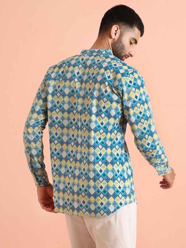 Multicolor Geometric Printed Short Kurta