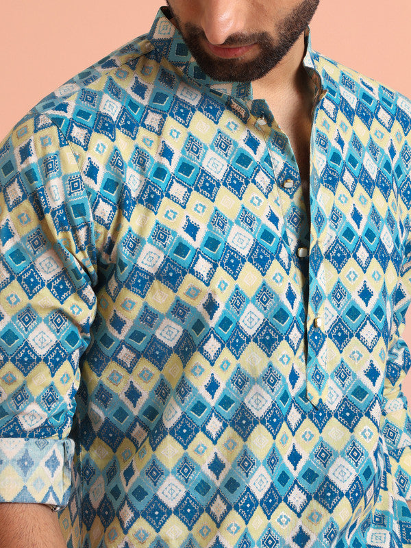 Multicolor Geometric Printed Short Kurta