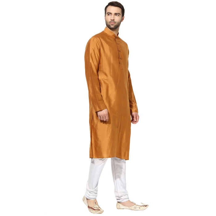 Mustard Silk Blend Solid Kurta