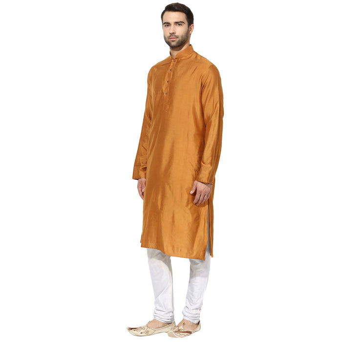Mustard Silk Blend Solid Kurta