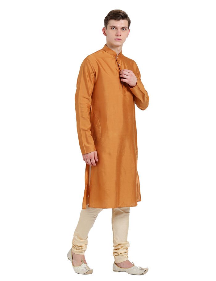 Mustard Silk Blend Solid Kurta