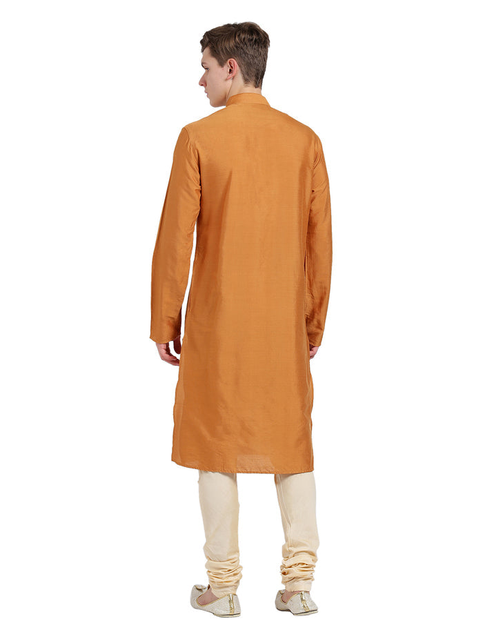 Mustard Silk Blend Solid Kurta