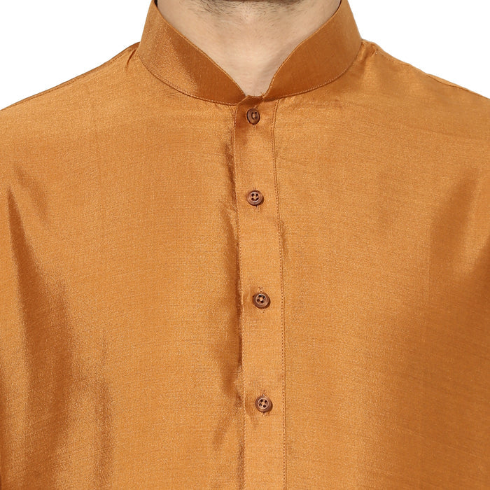 Mustard Silk Blend Solid Kurta