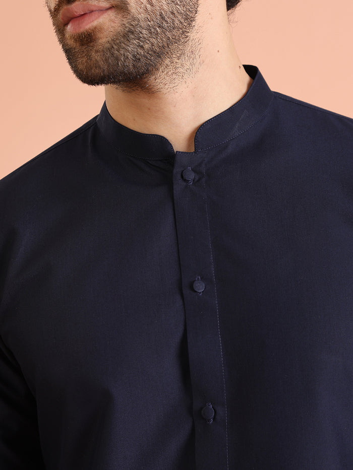 Navy Blue Kurta Set with Straight Trousers â€“ Classic Minimal Festive Outfit