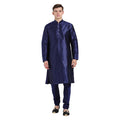 Navy Blue Silk Blend Solid Kurta