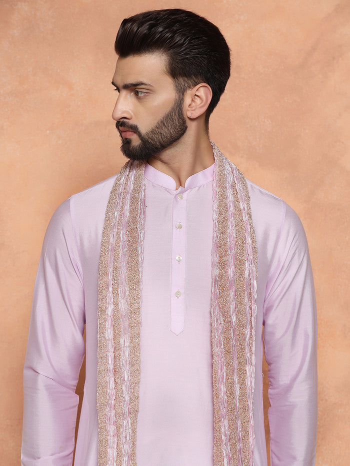 Pink Net Metallic Textured Dupatta