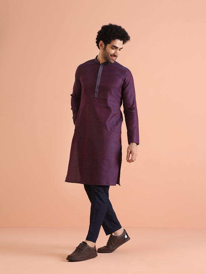 Silk Blend Jacquard Kurta
