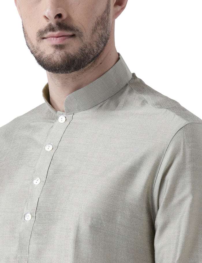 Silver Grey Solid Plain Kurta