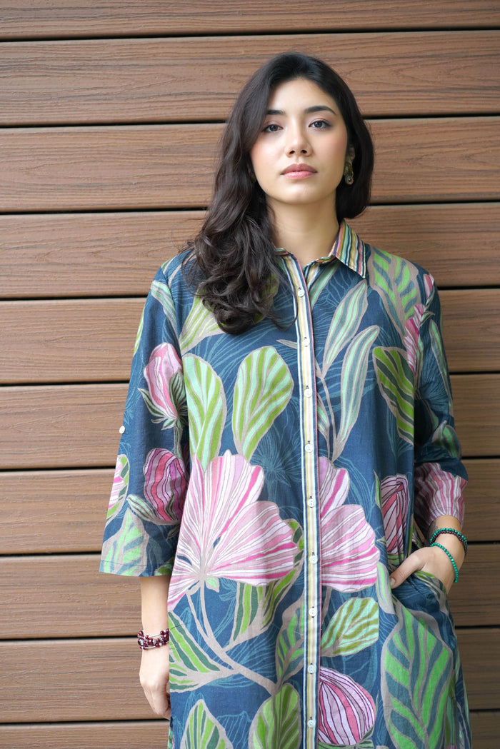 Talina Floral Print Dress Green Pink