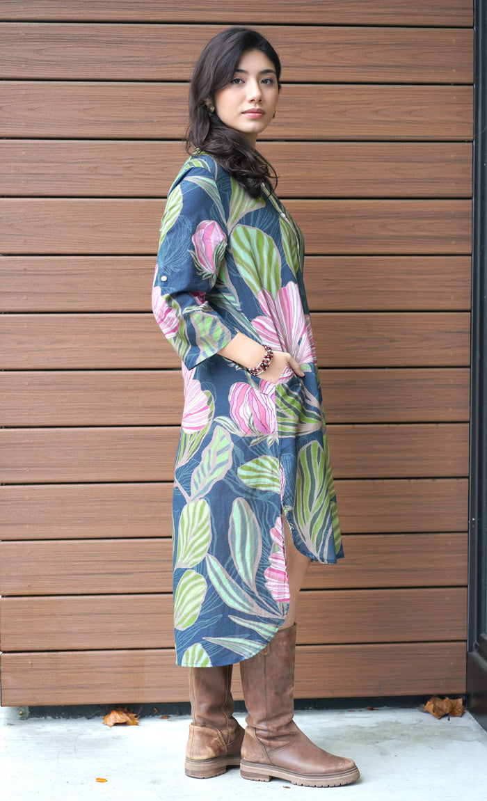 Talina Floral Print Dress Green Pink