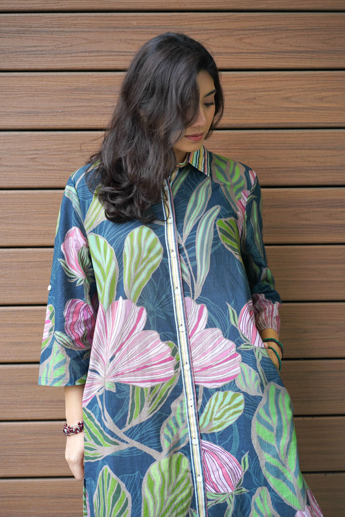 Talina Floral Print Dress Green Pink