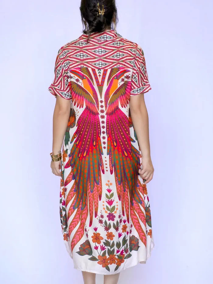 Tallulah Print Dress-Beige Plum