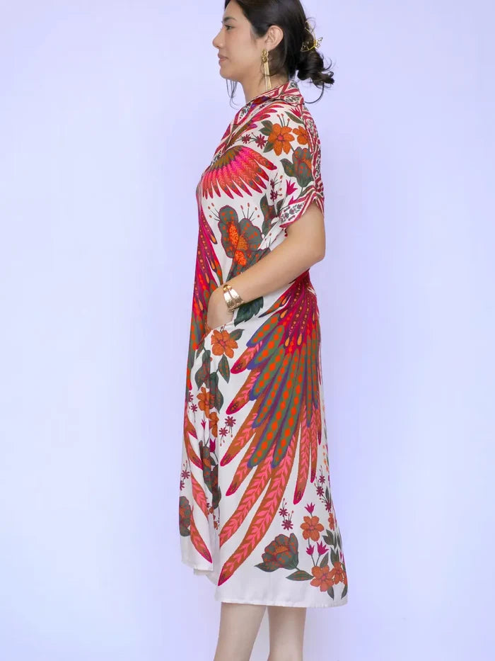 Tallulah Print Dress-Beige Plum