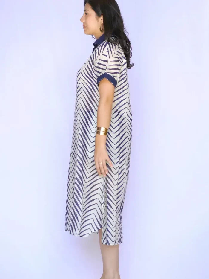 Talullah Print Dress-Navy