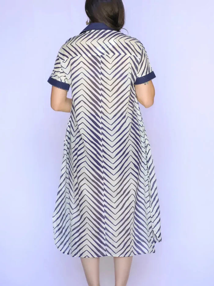 Talullah Print Dress-Navy