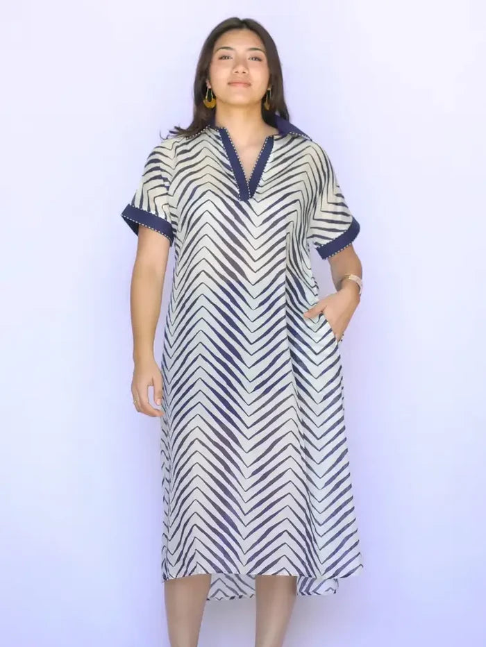 Talullah Print Dress-Navy