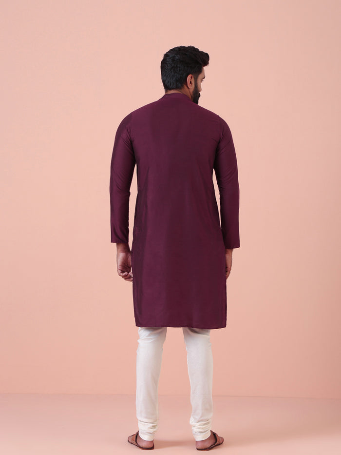 Wine Solid Plain Kurta